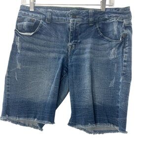 Reese Distress Denim Blue Women's Shorts w/ Raw Hem 11/12